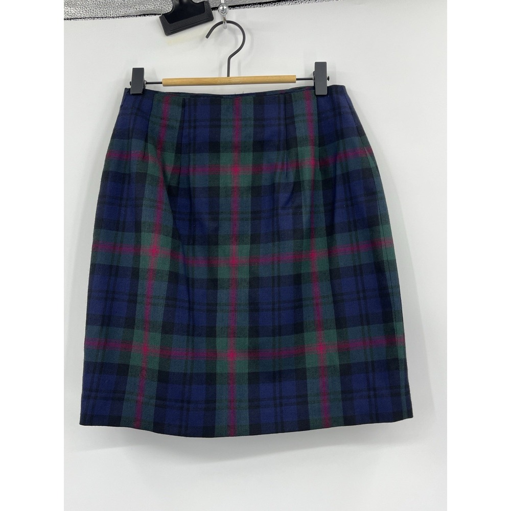 Vintage Chelsea Cambell Petites Lined Wool Mini Wrap Skirt Size 6 Plaid Academia - Picture 5 of 9